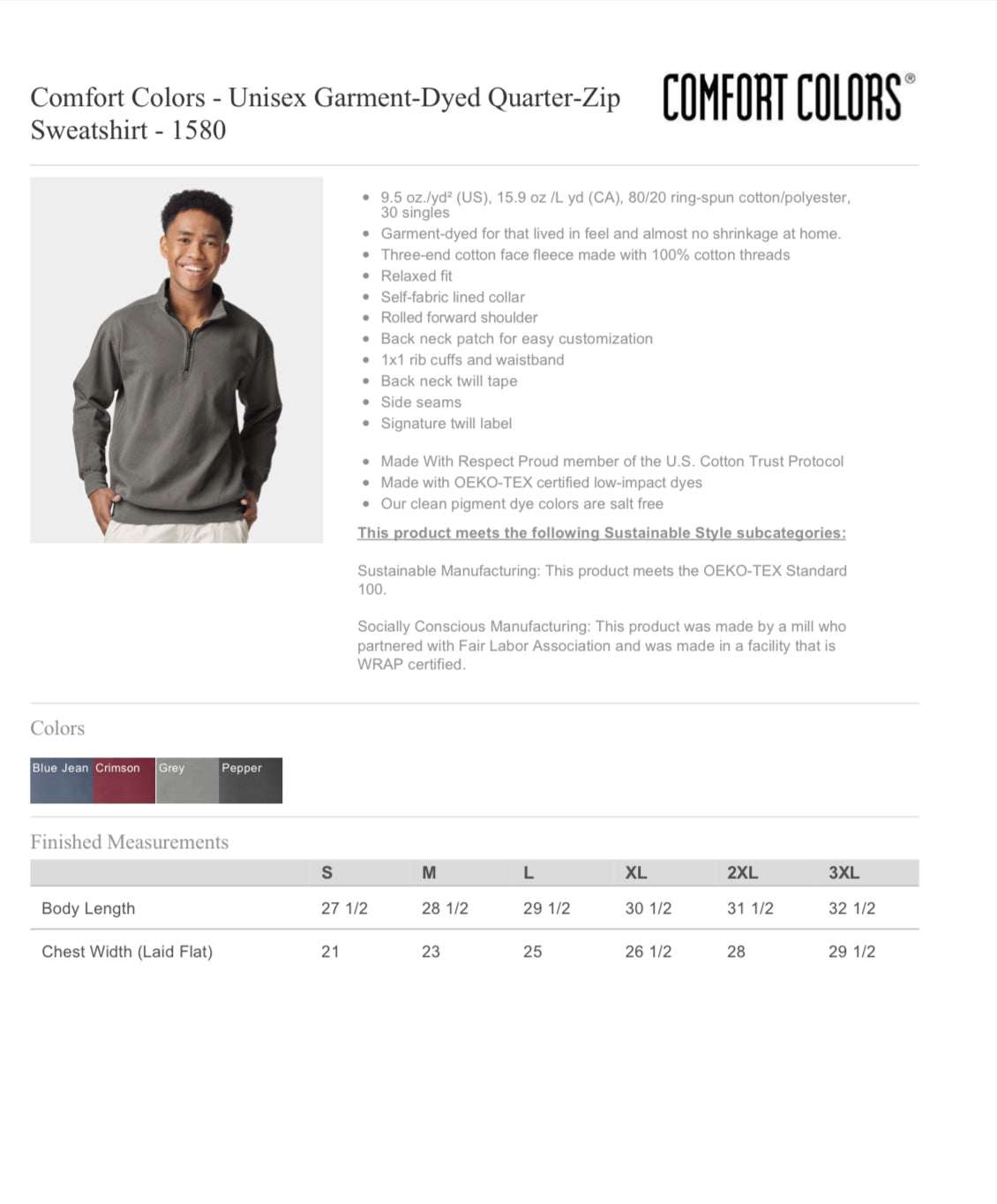 CICU Comfort Colors 1/4 Zip