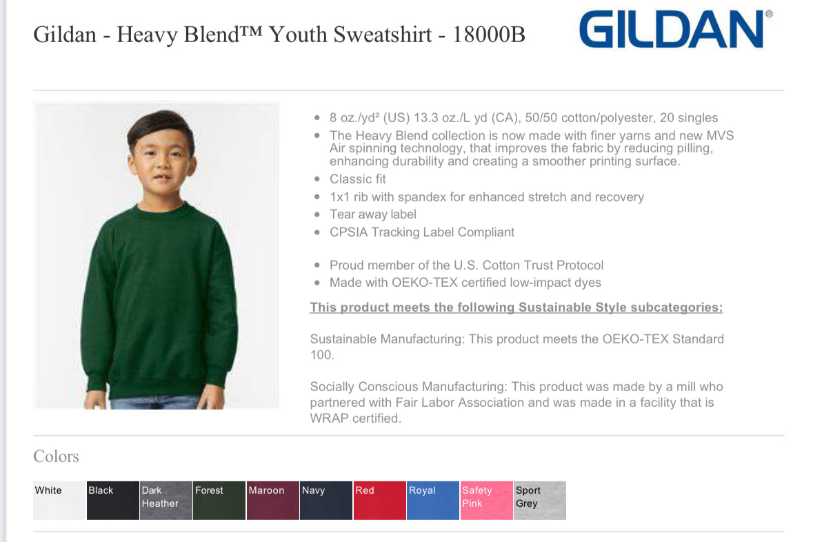 Youth Gildan Crewneck Sweater