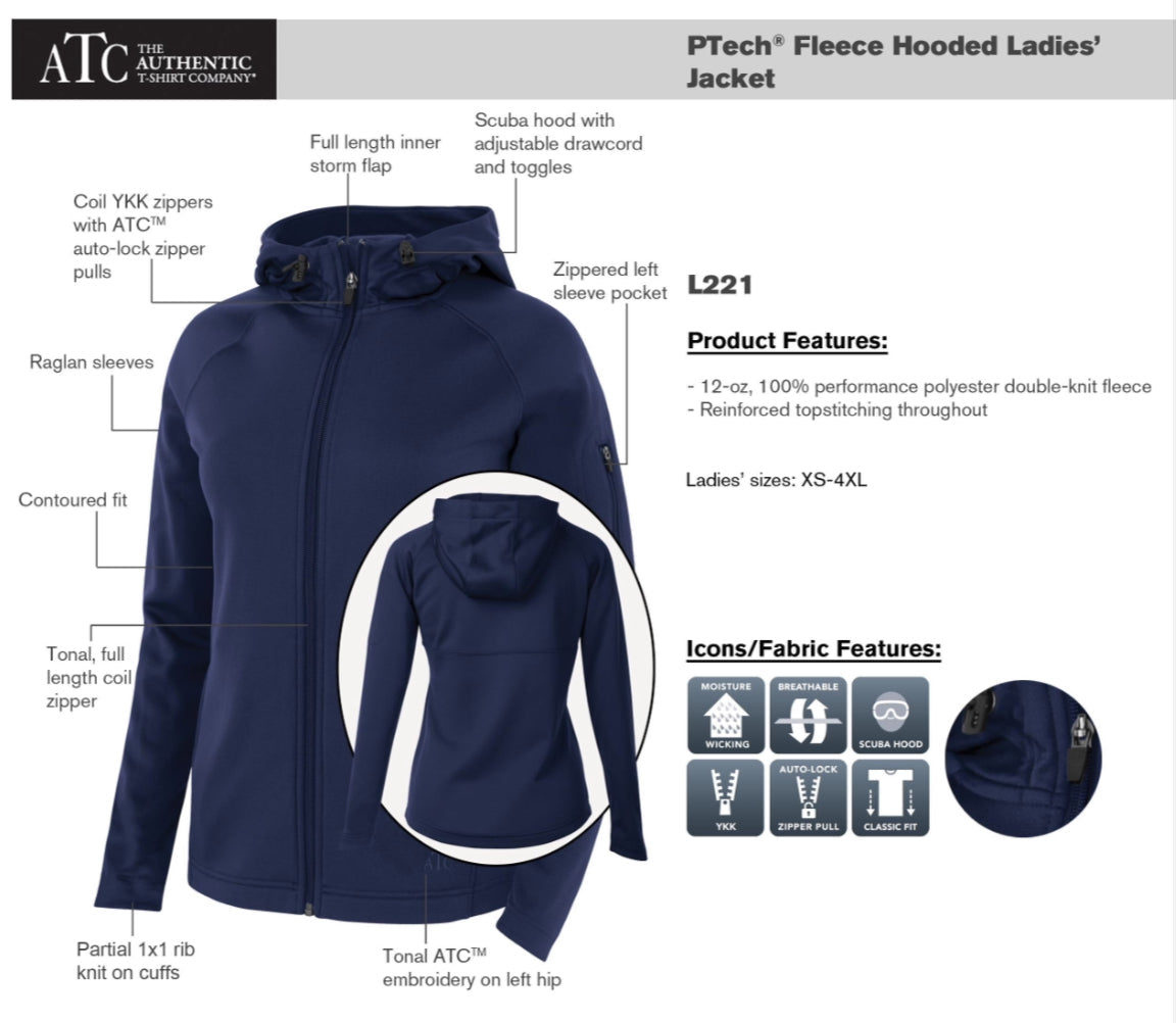 CICU Ladies ATC PTECH Fleece Hooded Jacket