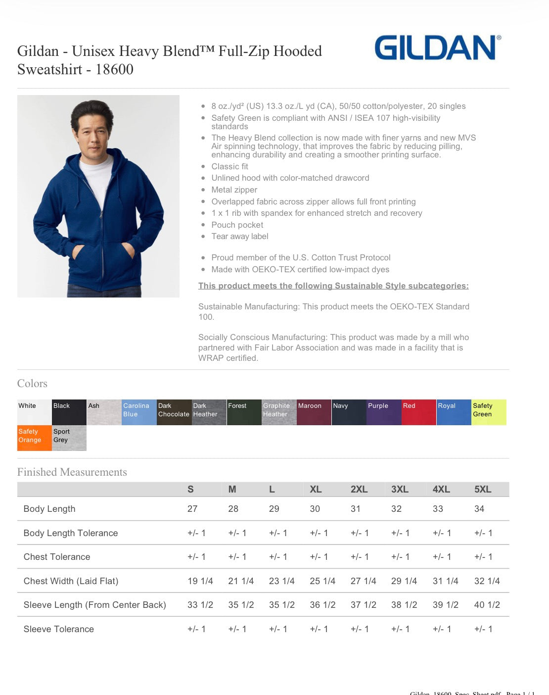 Gildan Adult Zip Up Hoodie