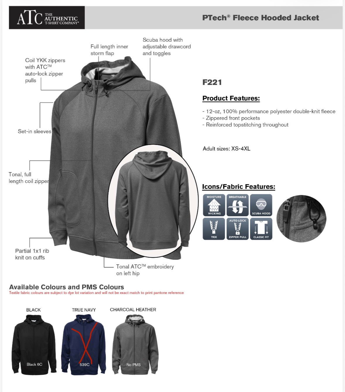 CICU Unisex ATC PTECH Fleece Hooded Jacket